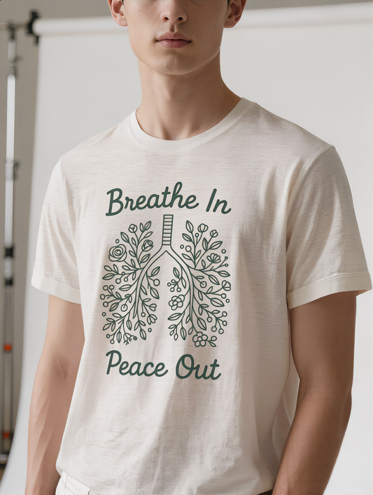 Breathe In, Peace Out – Mindful Botanical Art Tee | Bella+Canvas 3001 Unisex T-Shirt