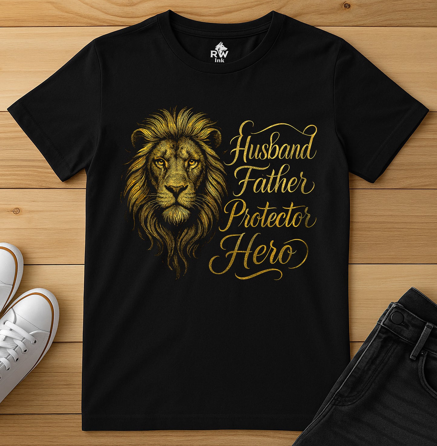 Husband Father Protector Hero – Regal Lion Design | Bella+Canvas 3001 Unisex T-Shirt