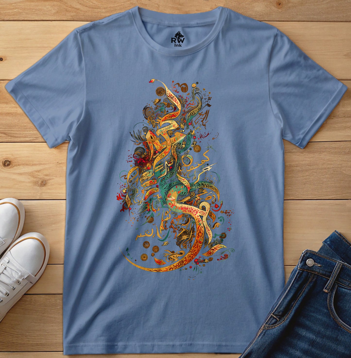 Flame of Faith – Calligraphy Art Tee | Bella+Canvas 3001 Unisex T-Shirt